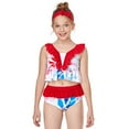 thumbnail image 2 of WOLLED 2-12 Years Baby Girls Split Ruffled Swimsuit Kids Toddler Summer Sleeveless Bathing Suit Plaid Bikini Swimwear 2PCS Sun Protection Tankini Bikini, 2 of 9