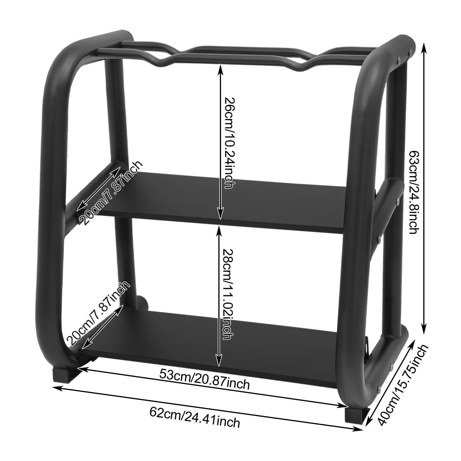 ToppiJoy 2-Tier Free Standing Dumbbells & Kettlebells Weight Stand, Multifunctional Weight Rack Fitness Equipment Storage Rack for Home & Office & Gym