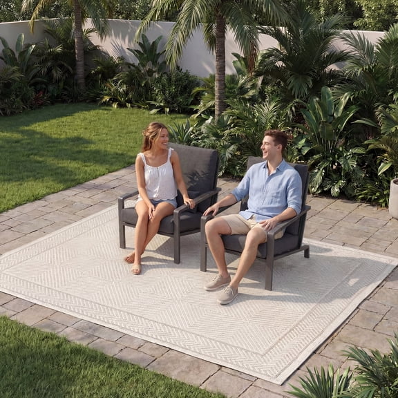 Cozyjoy 2-Piece Aluminum Patio Armchairs with Washable Thick Cushions All-Weather Grey