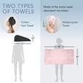 thumbnail image 4 of Scala Microfiber Hair Towel Wrap for Long Hair, Bath Hair Towels for Women, Pool, Gym, Yoga, and Camping, Anti Frizz, Quick Drying, Ultra Absorbent, Extra Large, Light Pink, 24" X 48", 2 Pack, 4 of 8