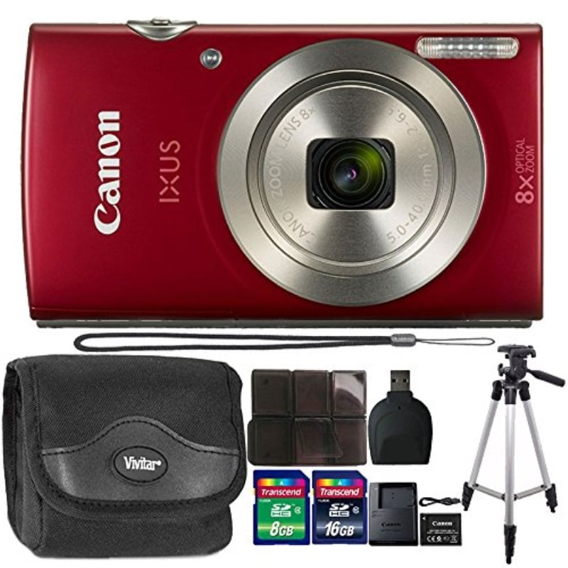 Canon IXUS 185 20.0 MP Compact Digital Camera Red + 24GB Memory Card