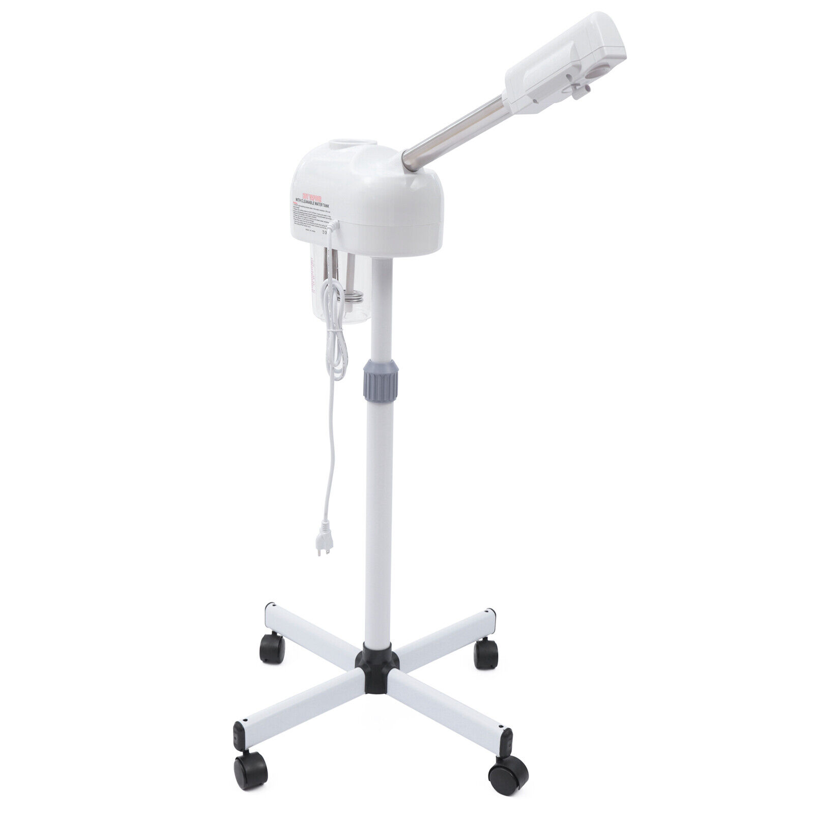 Miumaeov Professional Facial Steamer with Hot Mist Function with 360 Rotating Nozzle and Adjustable Height LCD Rolling Facial Steamer for Beauty Salon or Home
