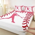 thumbnail image 4 of Erosebridal Pink Dripping Baseball Stitch & Hitter Silhouette Graphic Bed Sheets 4pcs, Sport Graphic King Sheets for Girls Kids,Luxury Bedroom Decor, 4 of 5