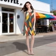 thumbnail image 5 of FORMRS Summer Dress for Women Loose U Neck Sleeveless Midi Beach Sundresses with Pockets, Red Geometric, 5 of 8