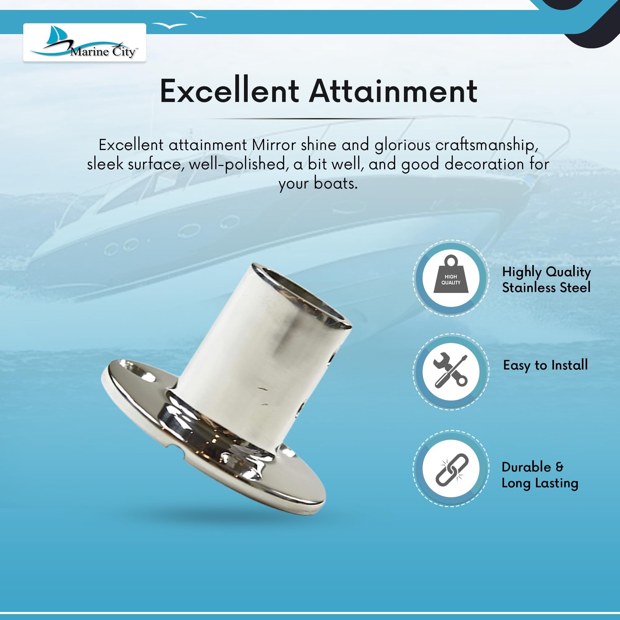 MARINE CITY Heavy Duty 316 Grade Stainless Steel Casting Boat Hand Railing Fittings for Boats  Marines  Ships  Kayaks 1 Pcs