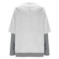 thumbnail image 5 of Womens Long Sleeve Tops Oversized Hoodies Casual Long Sleeve Sweatshirts Pullover Sweaters Teen Girls Stripe Splicing Fake Two Pieces Clothes Lightweight Base Layer Undershirt Tees, 5 of 8