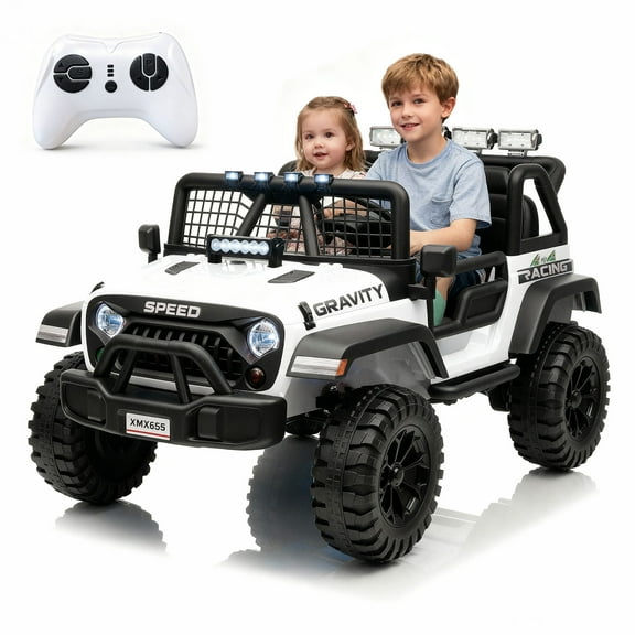 CazToi 12V Kids Ride On Truck 4 Wheeler Electric 2 Seater Car Battery Powered Toy Up to 8 KM/H 3-8 Y