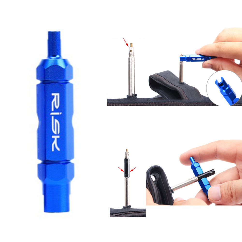 Valve Disassemble Tool Blue Aluminum Alloy Multi-Function Bicycle Tube Tire Valve Disassemble Remove Tools for Presta 