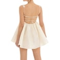 thumbnail image 4 of Coduop Women's Spaghetti Strap Sling Dress Sleeveless Cross Tie-Up Backless Short A-line Dress, 4 of 5