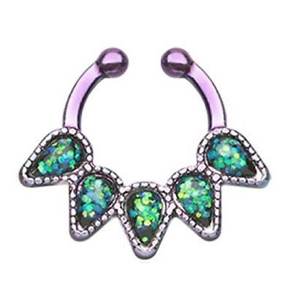 Colorline Opal Quinary Spear Fake Septum Clip-On Nose Ring