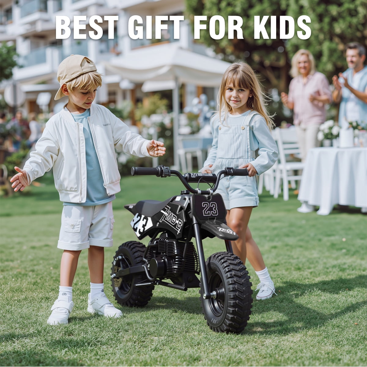 TOXOZERS Dirt Bike for Kids,Gas-Powered Mini Pit Bike with 13 Inch Knobby Tires,25 MPH,Rear Disc Brake,Supports up to 175 lbs,Begin-ner Off Road Motorcycle for Boys Girls,Black