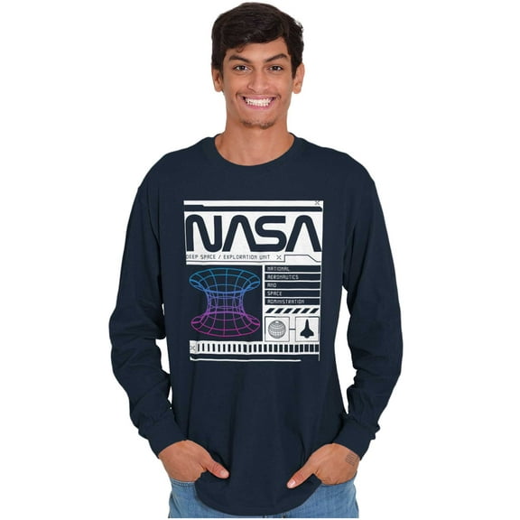 Retro NASA Deep Space Exploration Long Sleeve TShirt Men Women Brisco Brands S