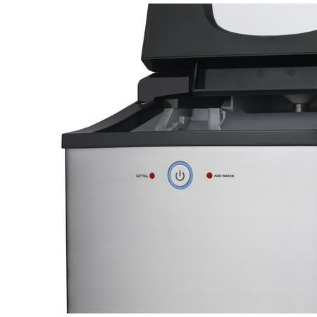 NewAir - 40 lb Portable Ice Maker with Nugget Ice Production - Stainless steel