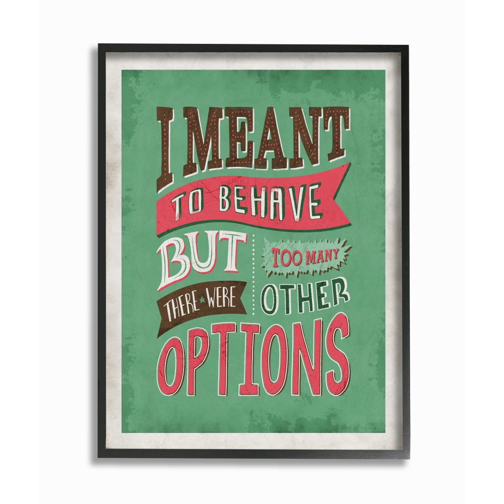 Stupell Industries Too Many Options Funny Word Red Green Design Framed Wall Art by Ester Kay