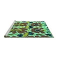 thumbnail image 2 of Ahgly Company Machine Washable Indoor Square Abstract Turquoise Blue Modern Area Rugs, 4' Square, 2 of 4