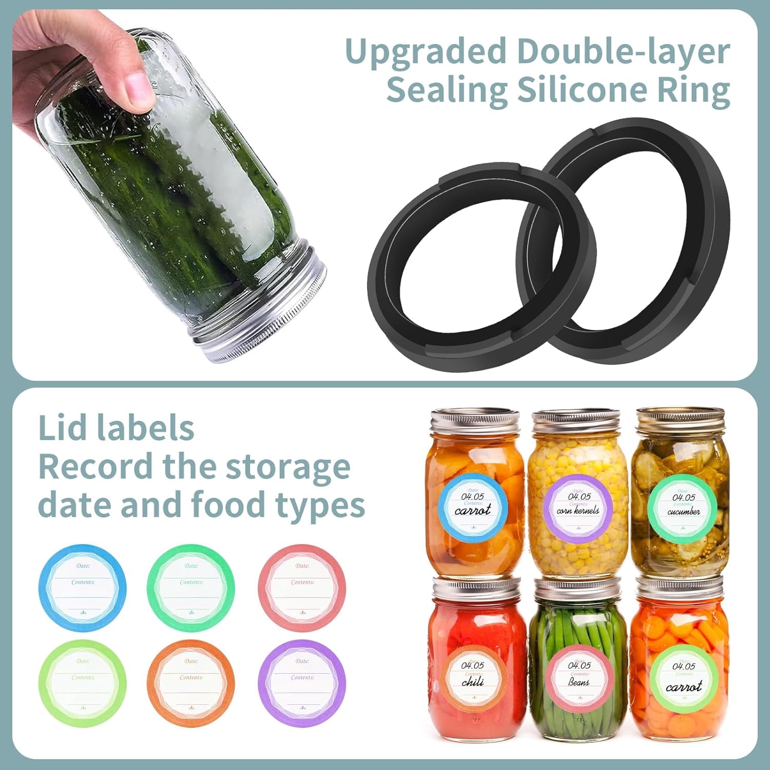 Vacuum Sealer Kit for Jars, Compatible with Wide & Regular Mouth, Food Storage Vacuum Sealing System for Dry & Liquid Foods
