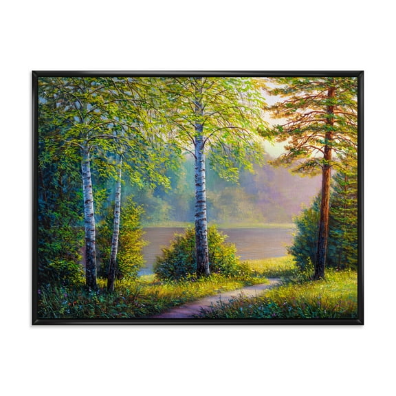 Designart 'Subtle Sunset Light Through The Trees I' Traditional Framed Canvas Wall Art Print
