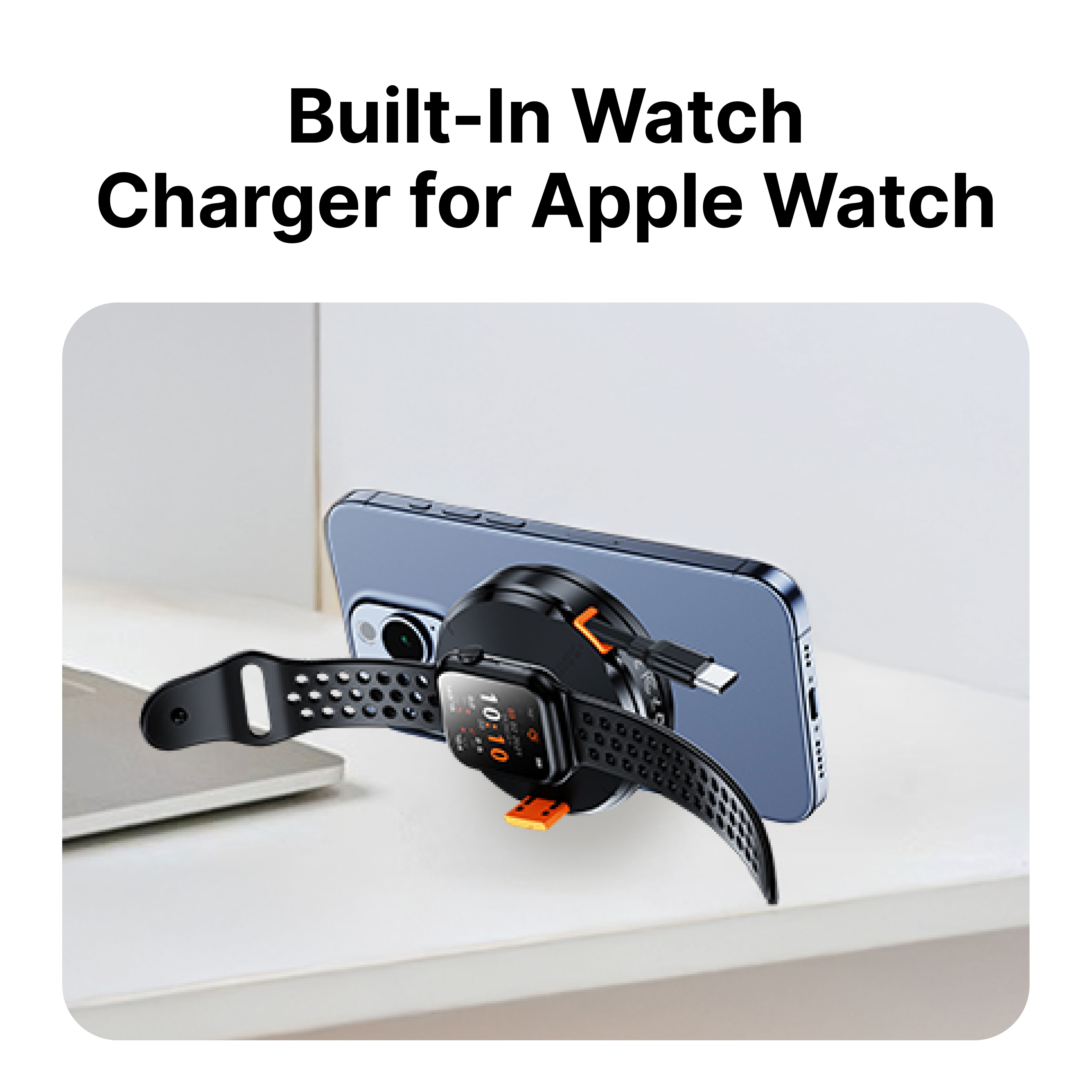 IJS 3-in-1 Magnetic Wireless Charger with Retractable Cord & Kickstand – For iPhone, AirPods & Apple Watch