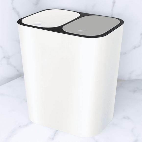 UPGRATOR Double Trash and Recycling Bin Plastic Waste Storage Rectangular Beige 1Pack
