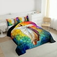 thumbnail image 3 of jejeloiu Colorful Glass Full Size Comforter Sets,Merry Christmas Bedding Comforter Set,God Bedding Sets For Adults,Super Cozy Room Decor Reversible,3pcs, 3 of 8