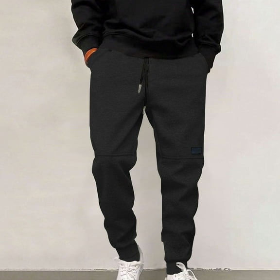 dzxyzu Men's Sweatpants with Pockets Fleece Tapered Joggers Drawstring Waist Athletic Trouser Gym Running Workout Track Pants