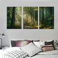 thumbnail image 3 of Nawypu Green Forest Canvas Wall Art Large Sunrise over Forest Painting Prints Green Spring Forest Nature Landscape Picture for Home Framed,3 Piece, 3 of 4