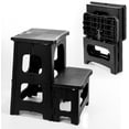 thumbnail image 1 of 2-Step Stool Foldable, Plastic Steps Stool Folding Step Ladder Two Step Stools Collapsible Step Stools for Adults for Kitchen Home Bathroom RV-Black, 1 of 9