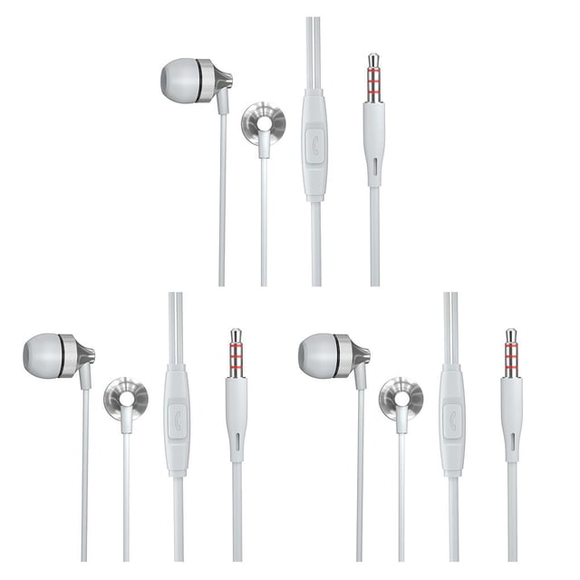 jesticaly High-End Blend Sound Earbuds For Work Receive Calls Comfortable To Wear Non-loosing Wired Earphone silver 3Set
