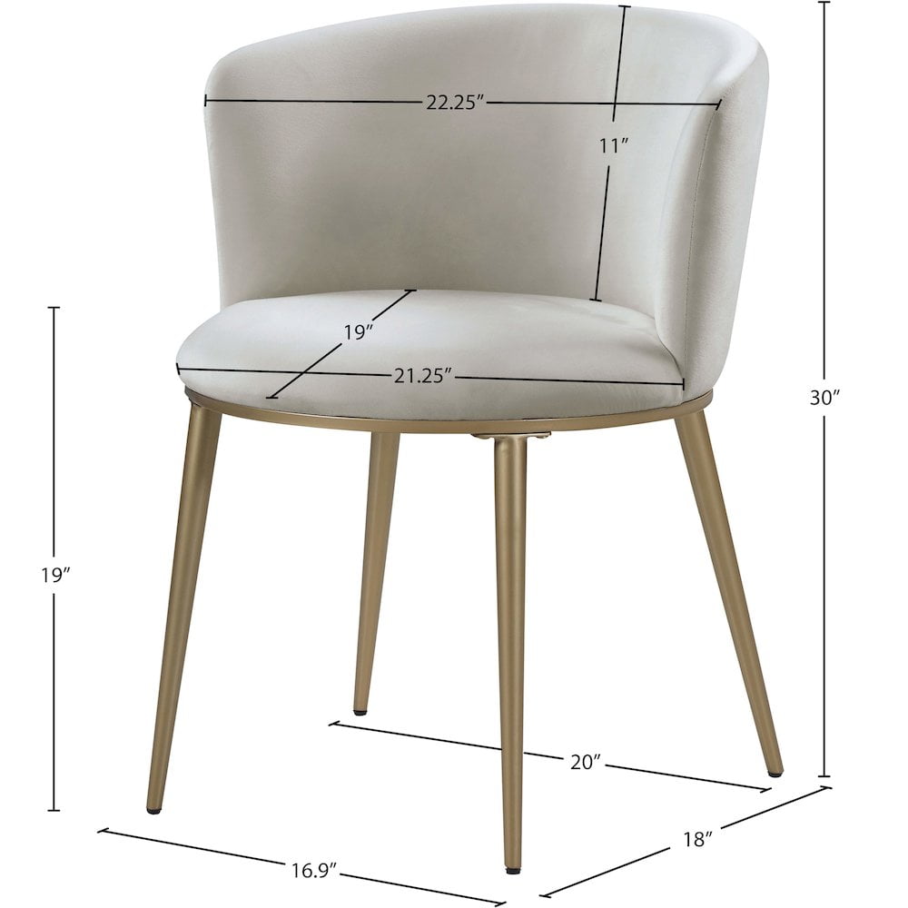 Meridian Furniture Skylar Cream Velvet Dining Chair (Set of 2)