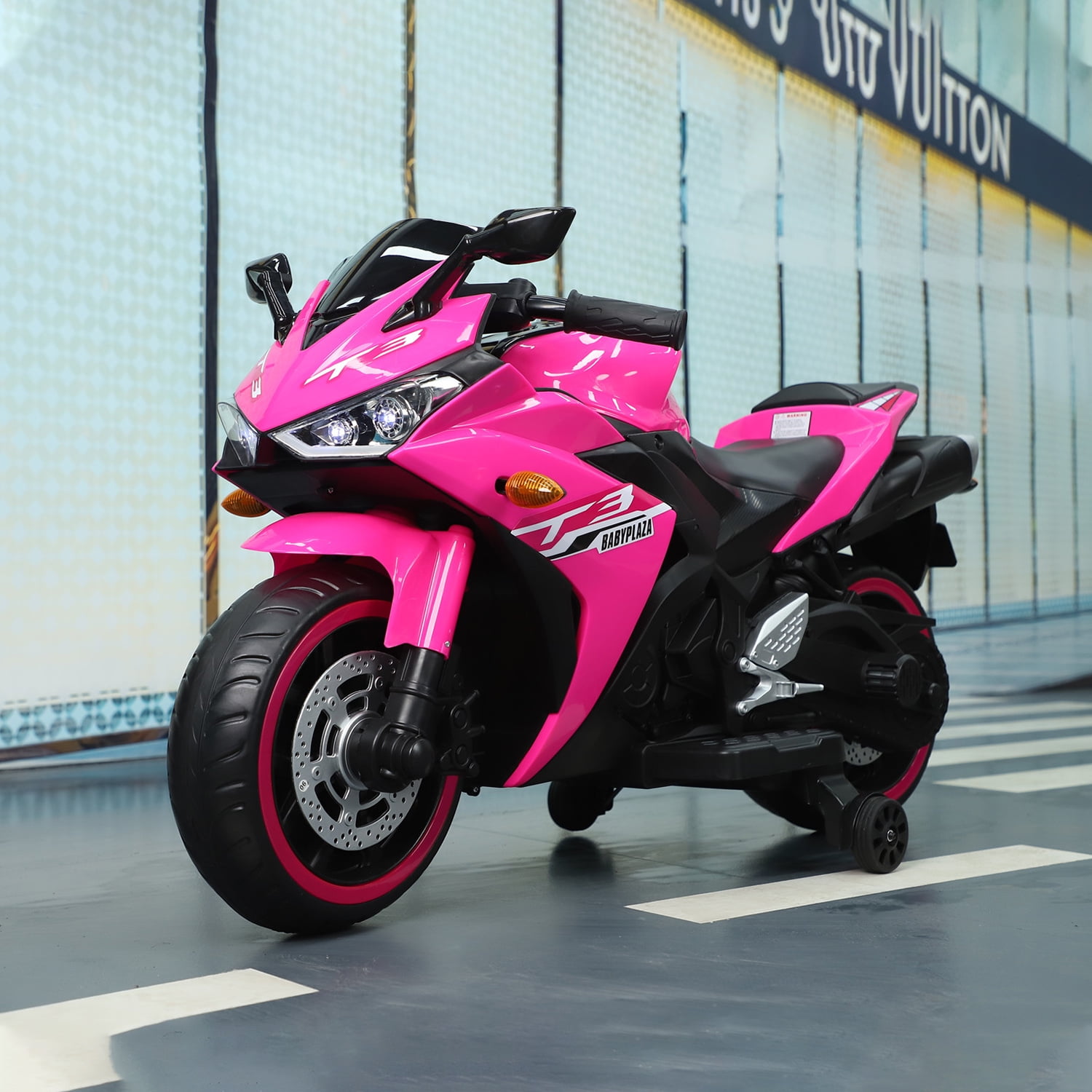 CIPACHO Kids Motorcycle 12V Powered Ride Ons for 3-6 Years Electric Kids Car Toys with Lightting Wheels, Pink