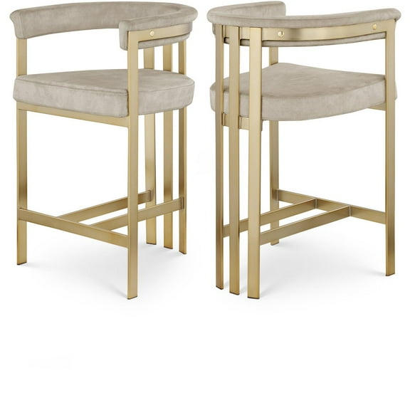 Meridian Furniture Marcello Stone Velvet Counter Stool (Set of 2)