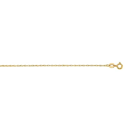 14k 20 Inch Yellow Gold Sparkle-Cut Carded Pendant Rope Chain With Spring Ring Clasp Necklace