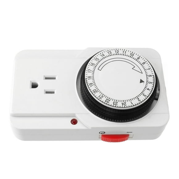 Mechanical Plugin Timer, Basic Outlet Timer 2 Modes 24 Hours Cycle 15 Minutes Intervals For Lights