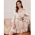 thumbnail image 2 of Ekouaer Silk Robes for Women White Ruffle Bridesmaid Sexy Robe for Wedding Day Bridal Robes Satin Bathrobe Soft Sleepwear, 2 of 5