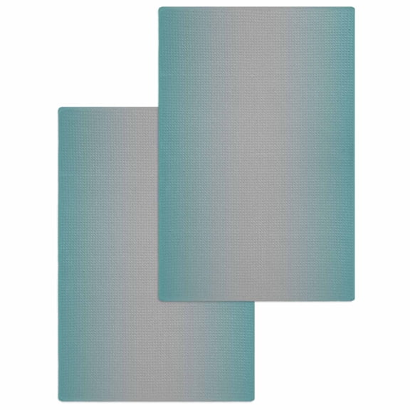 Teal Grey Ombre Kitchen Dish Towels for Drying Dishes Set of 2, Gradient Contemporary Abstract Art Waffle Weave Microfiber Hand Tea Bathroom Towels Quick Dry & Absorbent Towel 15.7x23.6