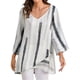 thumbnail image 1 of Sonducket Camiseta de mujer Blusa suelta de manga larga Top de rayas con cuello en V de otoño Prendas para la parte del cuerpo Blanco 4XL, 1 of 6