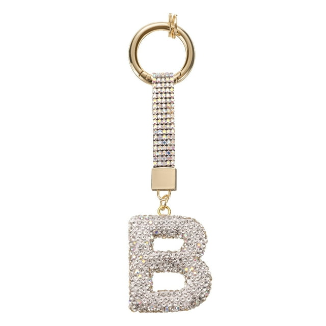 Encanto de letra B de Uxcell, encanto de alfabeto de rhinestone para hacer joyas, blanco