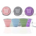 thumbnail image 2 of 3-in-1 Silicone Collapsible Cup - Portable Travel Mug with Leakproof Lid, Shatterproof Foldable Tumbler for Camping Hiking Outdoor,Green,1Pcs, 2 of 9