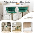 thumbnail image 5 of S-HOME Set of 2 Adjustable Velvet Bar Stools with Back and Arm, Swivel Chairs with Gold Metal Legs for Modern Homes, 5 of 12