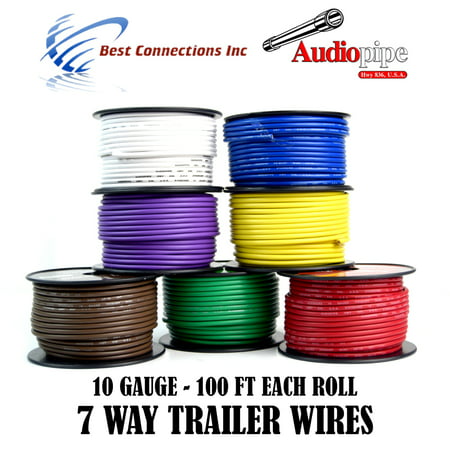 7 Way Trailer Wire Light Cable for Harness LED 100ft Each Roll 10 Gauge 7