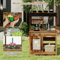 thumbnail image 5 of OLAKIDS Mud Kitchen, Outdoor Play Kitchen with Drawing Board, 4 Cups, Removable Sink, Storage, Cooking Accessories, Wooden Kids Kitchen Playset Gift for Boys Girls Ages 3+, 5 of 9