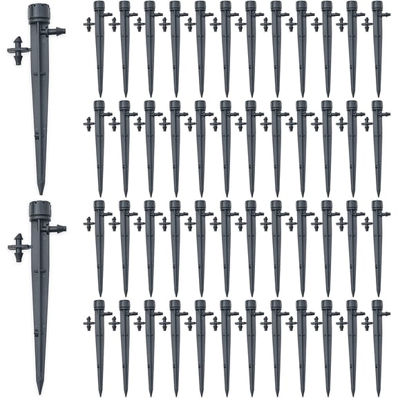 360 Degree Adjustable Irrigation Drippers with Barbed Connector for 4/7 mm Hose Tube Water Flow Drip Stakes Emitter Drip System (30,Red)