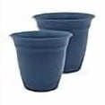 thumbnail image 2 of The HC Companies 10 Inch Eclipse Round Planter Pots with Drainage Holes & Attached Saucer, Lightweight UV-Resistant Plastic Indoor & Outdoor Planters, 2-Pack Flower Pots, Garden Home Decor, Slate Blu, 2 of 5