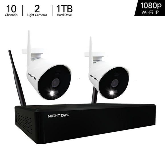Night Owl 10 Channel 1080p Smart Security System with 1TB Hard Drive and 2 1080p Wi-Fi IP Spotlight Cameras, 2 Camera, 10 Channel, 1TB, Wireless
