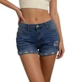 thumbnail image 3 of Women's High Waisted Distressed Denim Shorts Rolled Cuff Stretchy Summer, 3 of 9