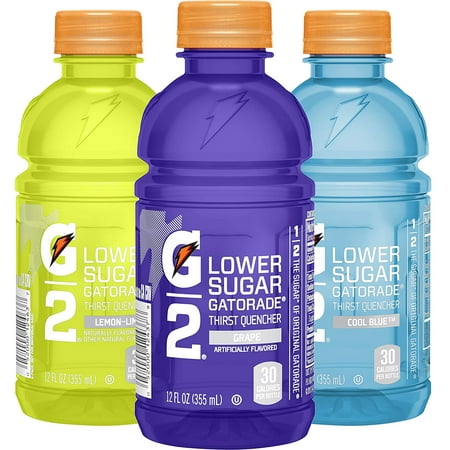 Gatorade G2 Thirst Quencher Low Calorie Sports Drink, 3 Flavor Variety Pack, 12 oz Bottles, 24