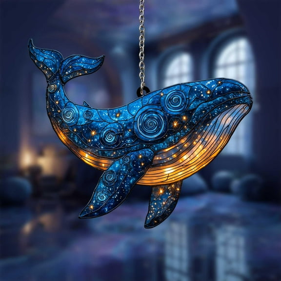 Galaxy Whale Acrylic Glass Suncatcher fullxfull Night Sky Ocean Animal Decor, Blue Celestial Window Hanging for Dreamy Home Ambience
