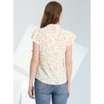 thumbnail image 4 of Blusa Casual De Manga Con Volantes Florales Con Botones Y Cuello En Punta Para Mujer Blanco S, 4 of 5