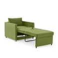 thumbnail image 4 of Futon Sofa Bed, 2-in-1 Convertible Sleeper Sofa Couch with Pull-Out Bed, Mid-Century Modern Velvet Upholstered Lounge Chair with 1 Pillow and Side Pocket for Living Room Bedroom Office, Green, 4 of 7