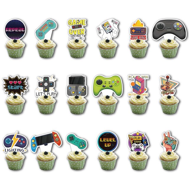 Mainivo 36 toppers para cupcakes con control de videojuegos